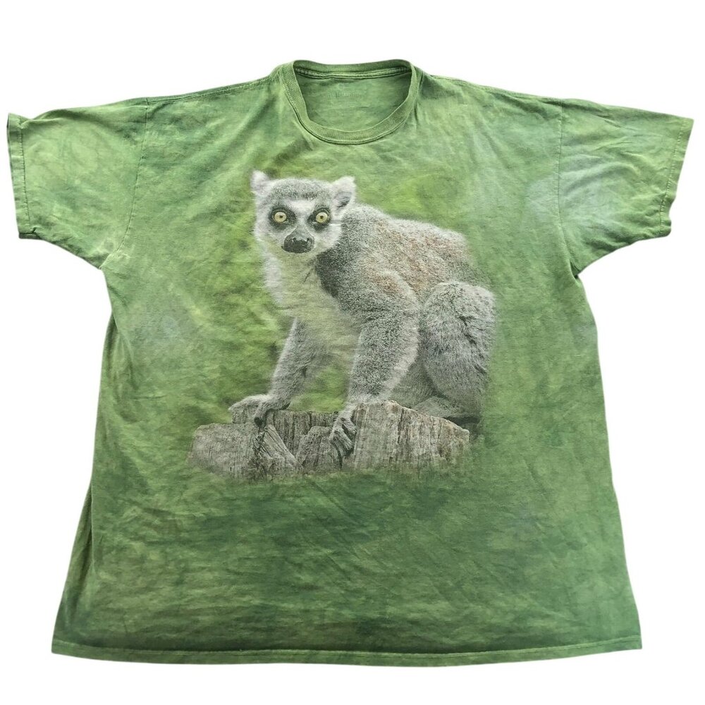 Smithsonian Men's Lemur Tee Shirt 4XL Green Tie-Dye Graphic Print
